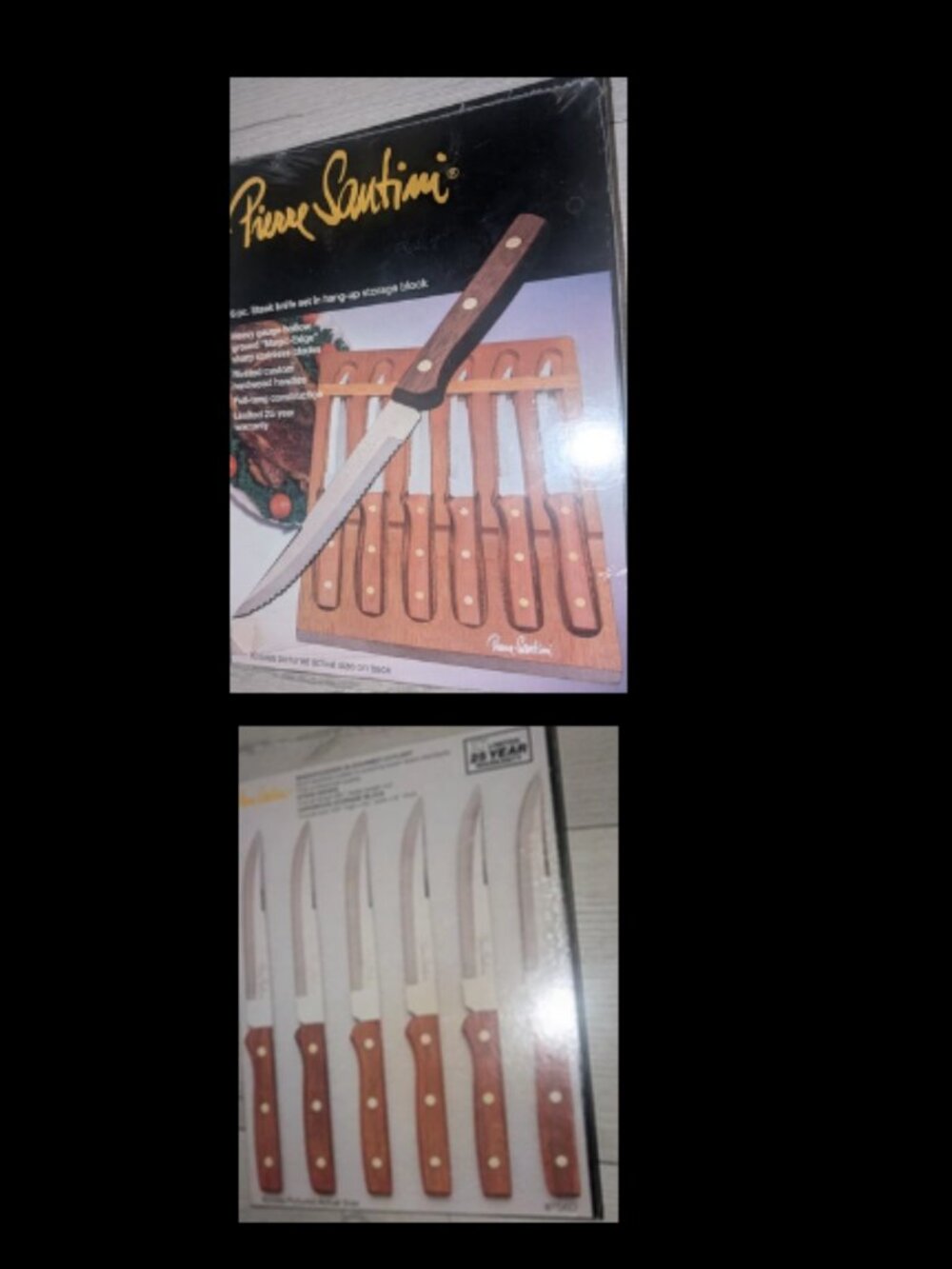 Vintage NOS Sealed Pierre Santini Steak 6 Piece Knife Set In Storage Block